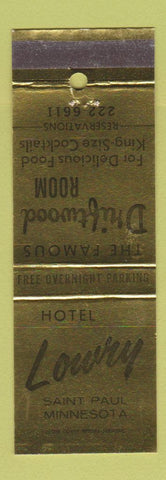 Matchbook Cover - Hotel Lowry St Paul MN