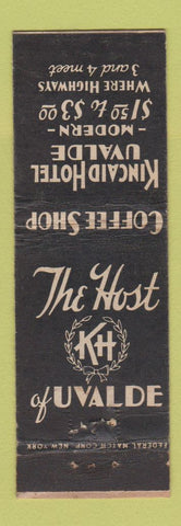 Matchbook Cover - Kincaid Hotel Uvalde TX FEDERAL LONG