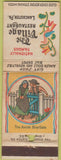 Matchbook Cover - Village Restaurant Lancaster PA WORN