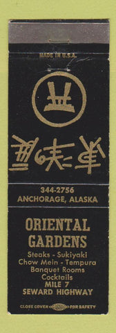 Matchbook Cover - Oriental Gardens Japanese Chinese Restaurant Anchorage AK