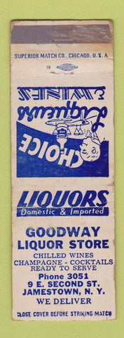 Matchbook Cover - Goodway Liquor Store Jamestown NY WEAR