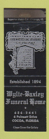 Matchbook Cover - Wylie Baxley Funeral Home Cocoa FL