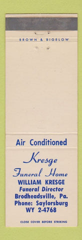 Matchbook Cover - Kresge Funeral Home Brodheadsville PA