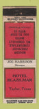 Matchbook Cover - Hotel Blazilmar Taylor TX DQ WEAR