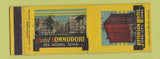 Matchbook Cover - Jefferson Hotel Iowa City IA Hotel Commodore