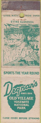 Matchbook Cover - Degnan's Yosemite National Park WORN