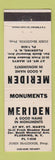 Matchbook Cover - Meriden Monuments Flushing NY