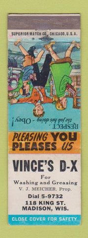 Matchbook Cover - Vince's DX oil gas Madison WI