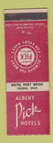 Matchbook Cover - Albert Pick Hotels Hotel Fort Meigs Toledo OH WEAR