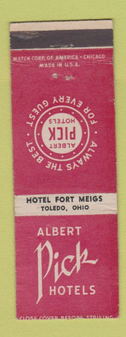 Matchbook Cover - Albert Pick Hotels Hotel Fort Meigs Toledo OH WEAR