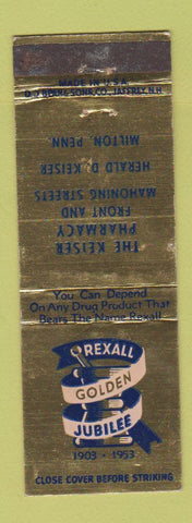 Matchbook Cover - Rexall Drug Golden Jubilee 1953 Milton PA