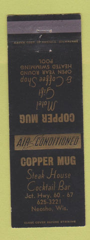 Matchbook Cover - Copper Mug Steak House Neosho WI Motel