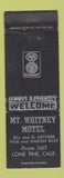 Matchbook Cover - Mount Whitney Motel Lone Pine CA