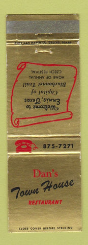 Matchbook Cover - Dan's Town House Restaurant Ennis TX