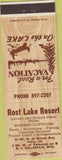 Matchbook Cover - Rest Lake Resort Coleman WI