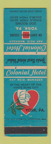 Matchbook Cover - Colonial Hotel York PA