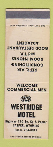 Matchbook Cover - Westridge Motel Casper WY