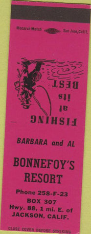 Matchbook Cover - Bonnefoy's Resort Jackson CA SAMPLE