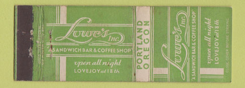 Matchbook Cover - Louie's Restaurant Portland OR WEAR