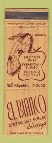 Matchbook Cover - El Bianco Italian Restaurant Chicago IL