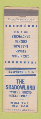 Matchbook Cover - The Shadowland West TX