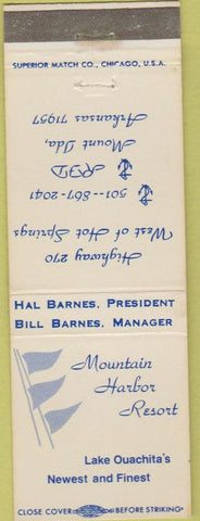 Matchbook Cover - Mountain Harbor Resort Lake Ouachita Mount Ada AR