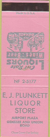 Matchbook Cover - EJ Plunkett Liquor SAMPLE WEAR