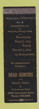 Matchbook Cover - Head Hunters Beauty Salon San Diego CA