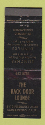 Matchbook Cover - Back Door Lounge Sacramento CA