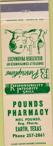 Matchbook Cover - Pounds Pharmacy Earth TX