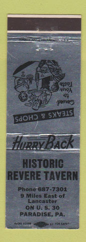 Matchbook Cover - Historic Revere Tavern Paradise PA