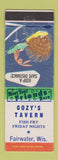Matchbook Cover - Cozy's Tavern Fairwater WI
