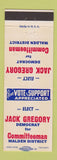 Matchbook Cover - Jack Gregory Committeeman Election Malden WV