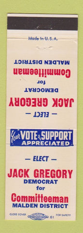 Matchbook Cover - Jack Gregory Committeeman Election Malden WV