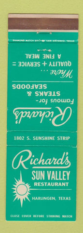 Matchbook Cover - Richard's Sun Valley Restaurant Harlingen TX