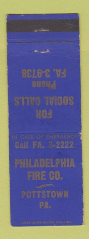 Matchbook Cover - Philadelphia Fire Company Pottstown PA WEAR