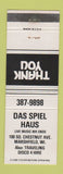 Matchbook Cover - Das Spiel Haus Marshfield WI