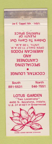 Matchbook Cover - Lotus Garden Indianapolis Greenwood IN WEAR