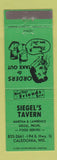 Matchbook Cover - Siegel's Tavern Caledonia WI