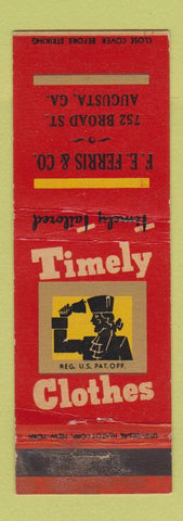 Matchbook Cover - Timely Men's Clothes FE Ferris Augusta GA WEAR