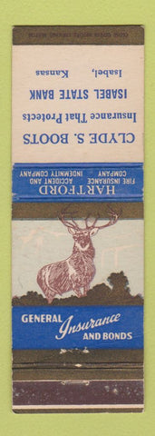 Matchbook Cover - Hartford Insurance Clyde Boots Isabel TX State Bank