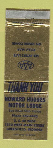 Matchbook Cover - Howard Hughes Motor Lodge Greenfield IN WEAR