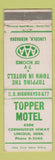 Matchbook Cover - Topper Motel Lincoln NE WEAR