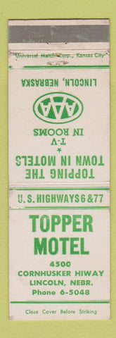 Matchbook Cover - Topper Motel Lincoln NE WEAR