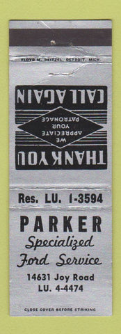Matchbook Cover - Parker Ford Service MI?
