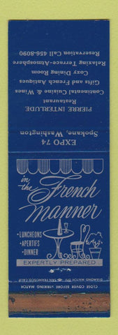Matchbook Cover - Pierre Interlude Restaurant Spokane WA WEAR