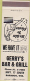 Matchbook Cover - Gerry's Bar Grill Baraboo WI girlie SAMPLE