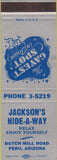 Matchbook Cover - Jackson's Hide A Way Peru AZ SAMPLE