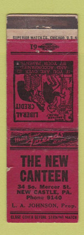 Matchbook Cover - New Canteen New Castle PA Terry Says Girlie WEAR