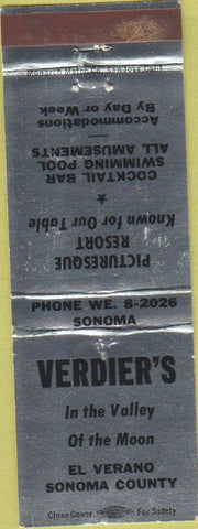 Matchbook Cover - Verdier's El Verano Sonoma CA